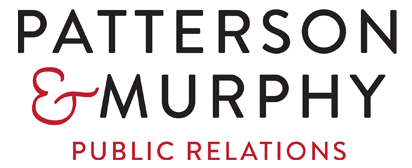 Black text on white background stating "Patterson & Murphy Public Relations"