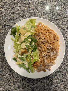 SNAP Challenge with salad and pasta