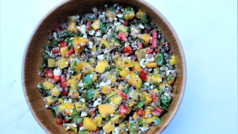 Mediterranean salad lentil vegetarian high iron food