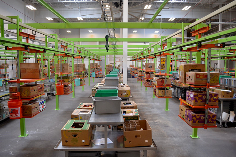 Carousel Room is 10,500 sq-ft and features industrial technology used in car assembly lines to aid in food sorting.