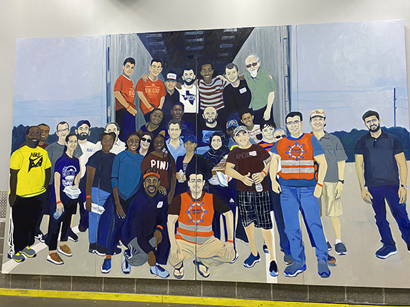 “That was Harvey. This is Houston” was painted by Sarah Fisher was created during Hurricane Harvey and traveled to various places in Houston during and after the storm, including Houston Food Bank.