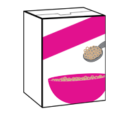 An illustration of a white box with a bowl of grain cereal on the cover.