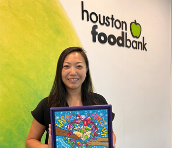 Artist Caroline Truong designs this year's Holiday Cards with Hope for the Houston Food Bank.