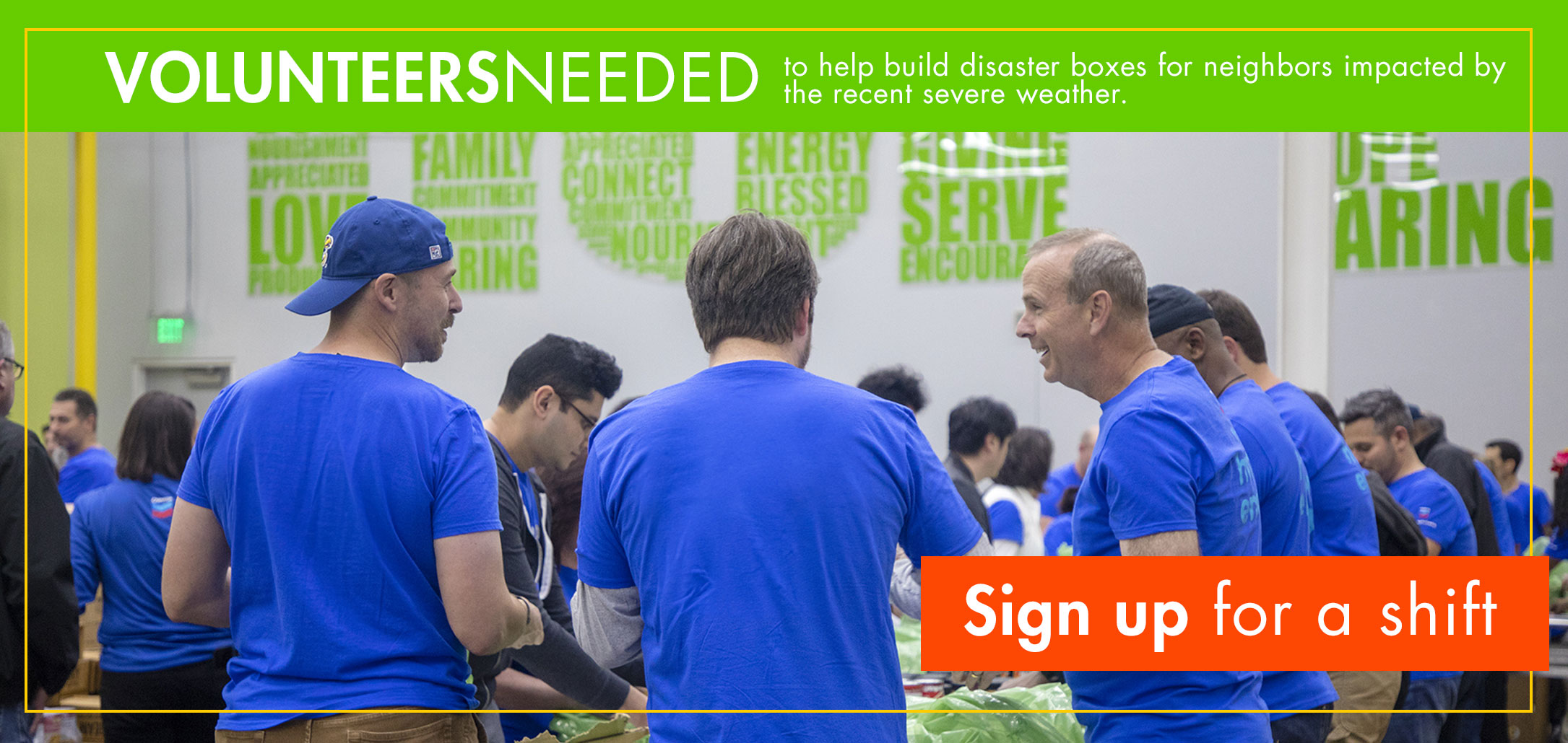 Volunteers needed to help build disaster boxes for neighbors impacted by the recent severe weather.