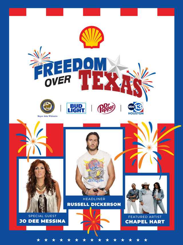 Shell Freedom Over Texas, Thursday, July 4th from 4pm to 10pm