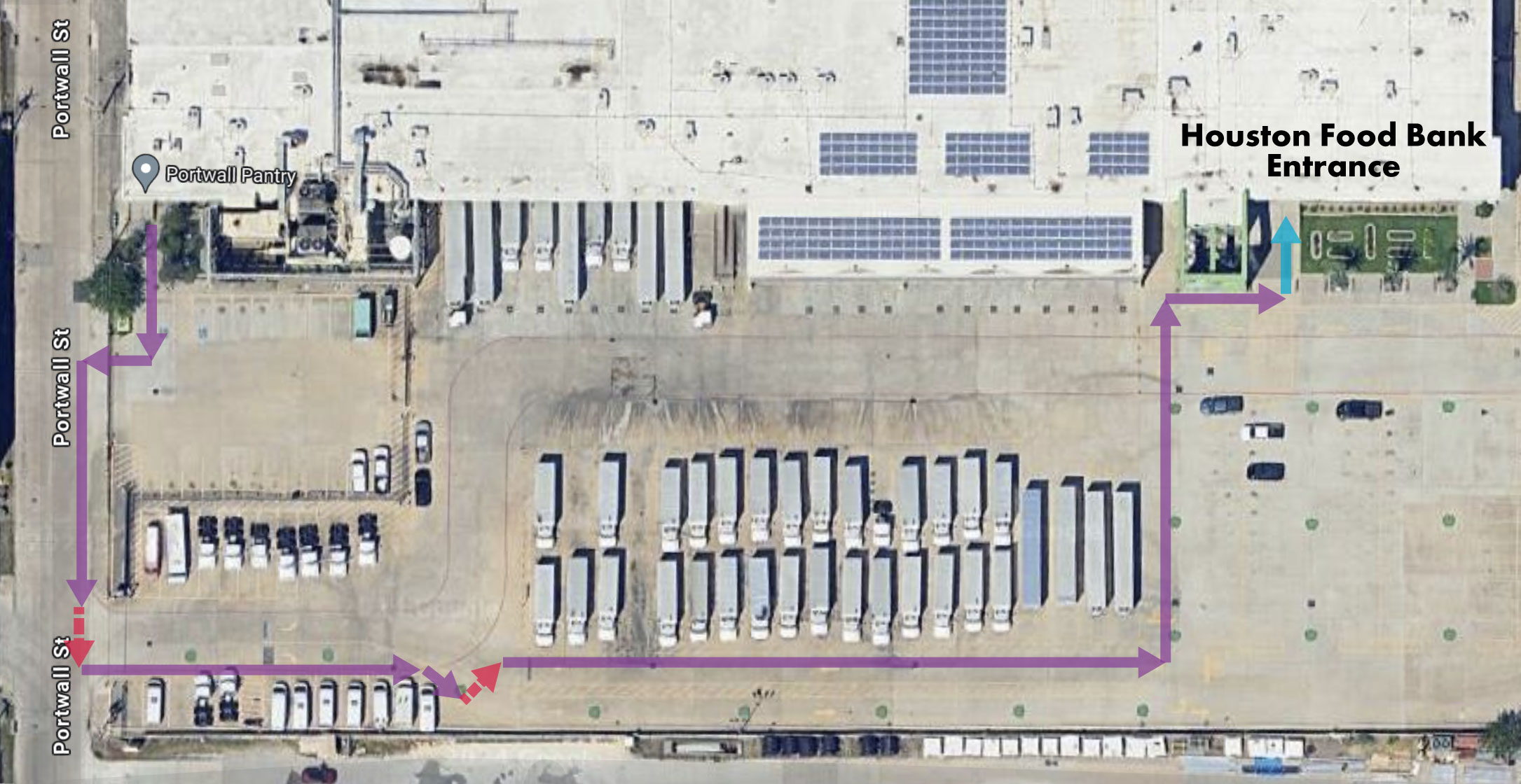 Aerial Map from the CRC to Houston Food Bank