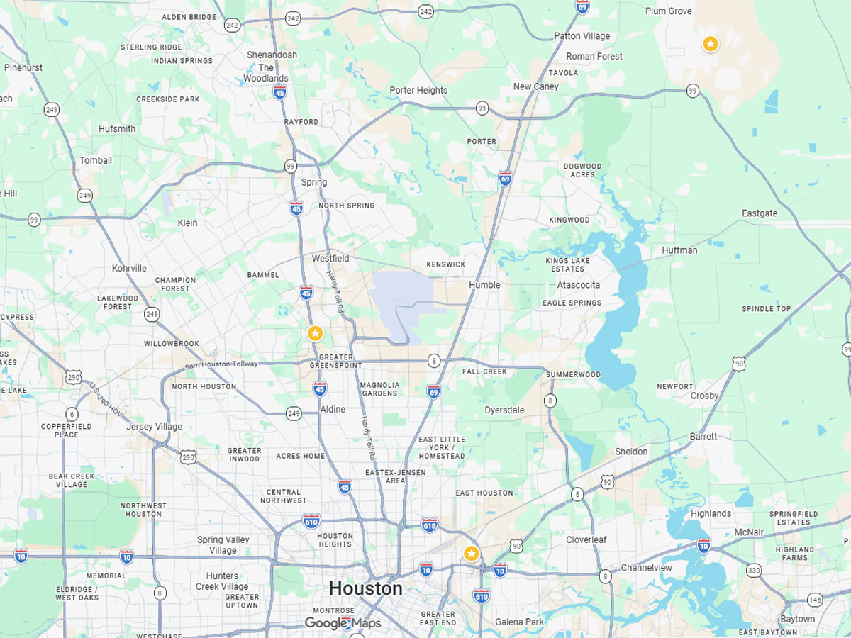 Map of Houston Food Bank volunteer locations