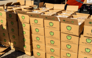 HFB Emergency boxes waiting to be distributed.