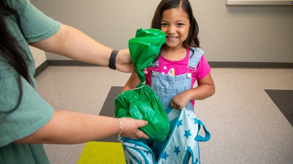Photo of child participating in Backpack Buddy Photo of child participating in Backpack Buddy